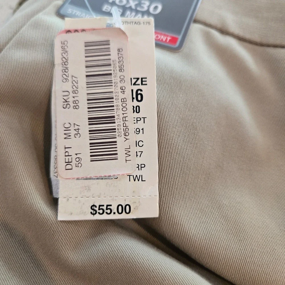 Roundtree & Yorke Pants TravelSmart Mens 46x30 Khaki  Stretch Waist Straight Fit